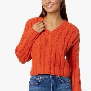 Madewell Women's V-Neck Orange Sweater